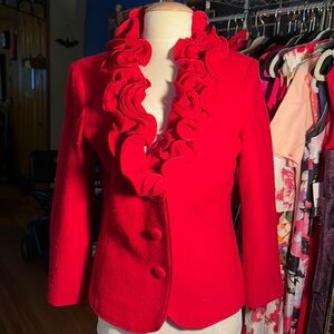 100% wool super adorably romantic jacket ruffle collar for feminine flare